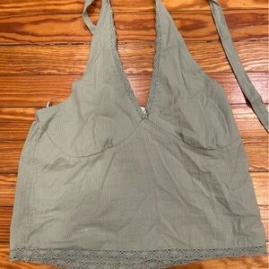 Green backless halter top from Cotton-on size small.